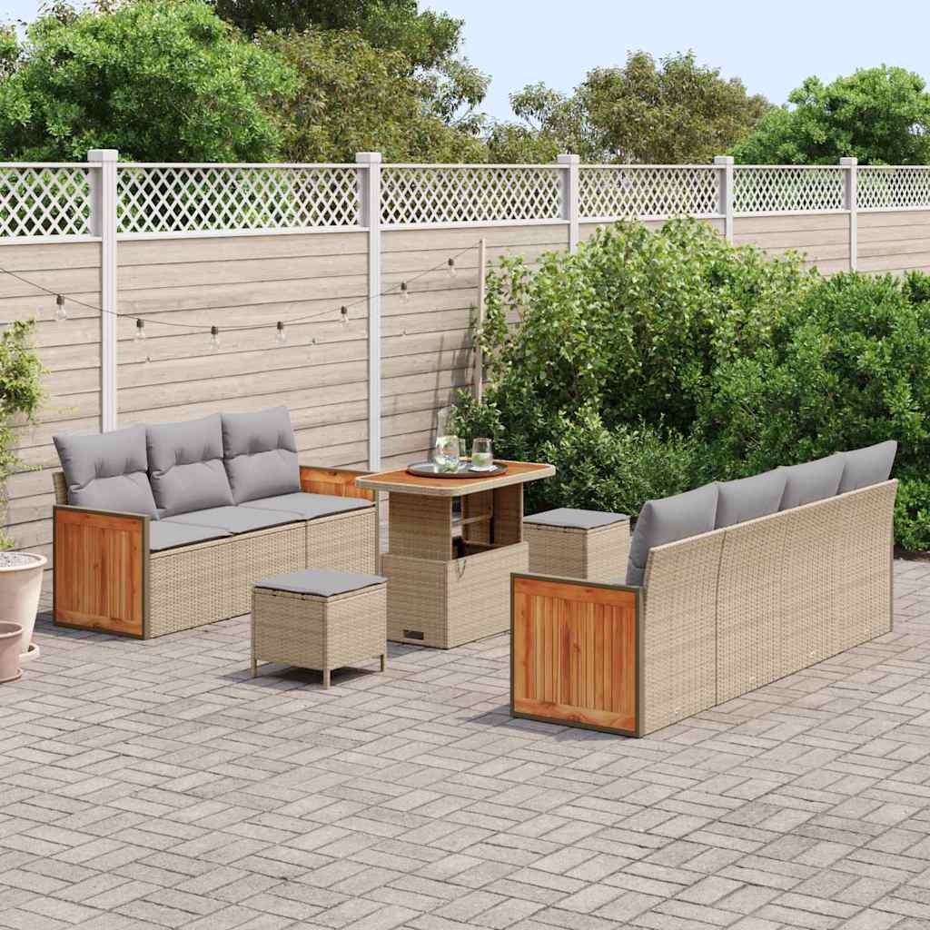 Garten-Sofa-Set 10 pcs Beige und Hellgrau 90 x 55 x 71 cm